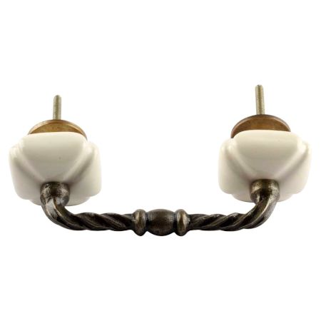 Cream Square Ceramic Cut Bridge Handle